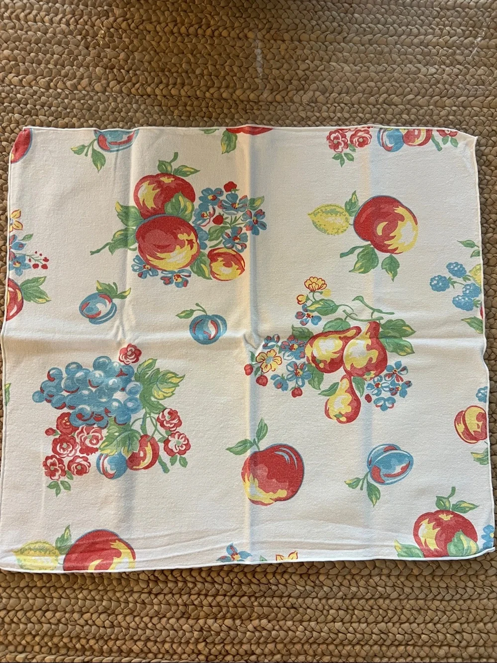 Vintage Cloth Napkins Set of 6 Fruit Floral Farmhouse Theme